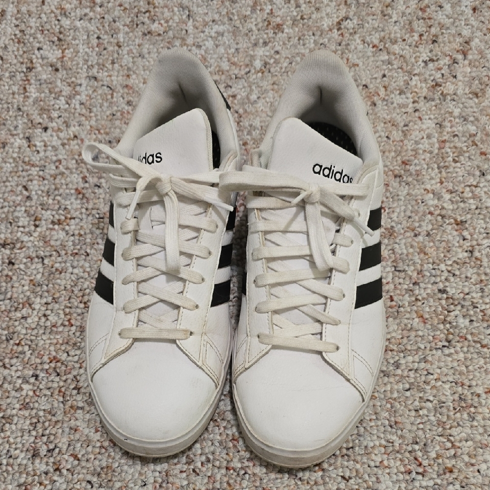 Adidas Classic White Sneakers with Black Stripes